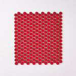 Load image into Gallery viewer, Simple Red Penny Round Ceramic Mosaic Glossy Tilezz