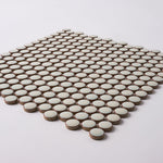 Load image into Gallery viewer, Simple Cream Penny Round Ceramic Mosaic Glossy Tilezz
