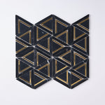 Load image into Gallery viewer, Glam Nero Marquina + Gold Brass Melbourne Mosaic Tilezz