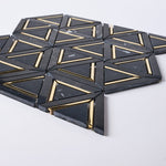 Load image into Gallery viewer, Glam Nero Marquina + Gold Brass Melbourne Mosaic Tilezz 
