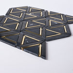 Load image into Gallery viewer, Glam Nero Marquina + Gold Brass Melbourne Mosaic Tilezz