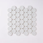 Load image into Gallery viewer, Glam White Statuary Large Penny Round Mosaic Tilezz