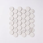 Load image into Gallery viewer, Simple Carrara Blanco Large Penny Round Ceramic Mosaic Matte Tilezz