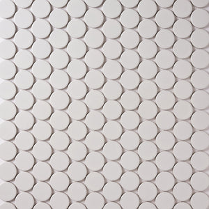 Simple White Large Penny Round Ceramic Mosaic Tilezz 