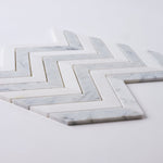 Load image into Gallery viewer, Glam Carrara White + Thassos Chevron Marble Mosaic Tilezz 
