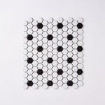Load image into Gallery viewer, Simple White and Black Hexagon Ceramic Mosaic Matte Tilezz