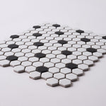 Load image into Gallery viewer, Simple White and Black Hexagon Ceramic Mosaic Matte Tilezz