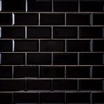 Load image into Gallery viewer, Timeless Jet Black 3x6 Beveled Ceramic Tile Glossy Flooring Tilezz