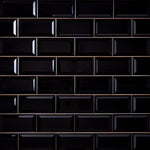 Load image into Gallery viewer, Timeless Jet Black Reversed Beveled 3x6 Ceramic Subway Tile Tilezz