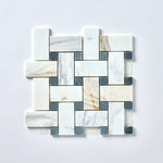 Load image into Gallery viewer, Calacatta Gold &amp; Gray Large Basketweave Marble Mosaic Flooring Tilezz 
