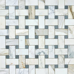 Load image into Gallery viewer, Calacatta Gold &amp; Gray Large Basketweave Marble Mosaic Flooring Tilezz 
