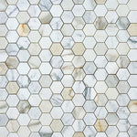 Load image into Gallery viewer, Calacatta Gold 2" Hexagon Marble Mosaic Flooring Tilezz