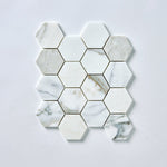 Load image into Gallery viewer, Calacatta Gold 3" Hexagon Marble Mosaic Flooring Tilezz