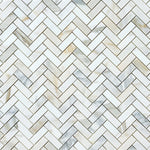 Load image into Gallery viewer, Calacatta Gold 1x3 Herringbone Marble Mosaic Flooring Tilezz 
