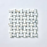 Load image into Gallery viewer, Calacatta Gold &amp; Gray Basketweave Marble Mosaic Flooring Tilezz 
