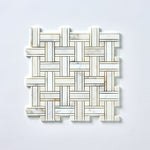 Load image into Gallery viewer, Calacatta Gold Kenzy Basketweave Marble Mosaic Flooring Tilezz