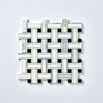 Load image into Gallery viewer, Calacatta Gold &amp; Black Kenzy Basketweave Marble Mosaic Flooring Tilezz 
