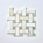 Load image into Gallery viewer, Calacatta Gold &amp; Green Large Basketweave Marble Mosaic Flooring Tilezz 
