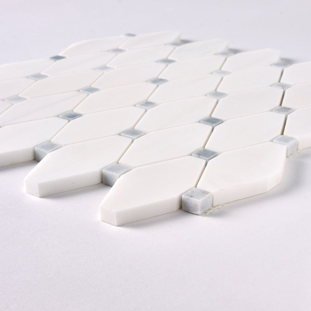 Bianco Dolomite Octave with Gray Dots Mosaic Polished/Honed Flooring Tilezz 