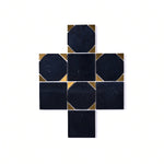 Load image into Gallery viewer, Glam Nero Marquina + Gold Brass Squares Mosaic Tilezz 
