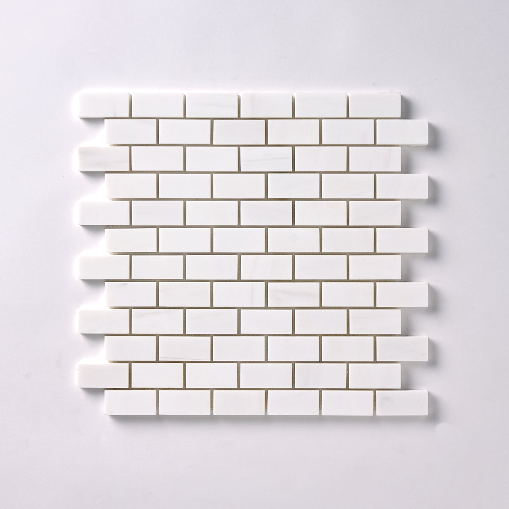 Bianco Dolomite 1x2 Brick Mosaic Polished/Honed Flooring Tilezz 