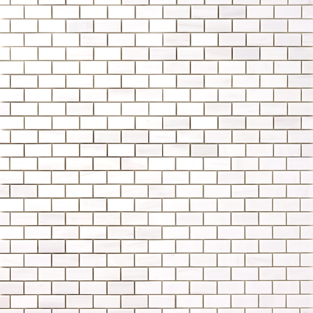 Bianco Dolomite Mini Brick Mosaic Polished/Honed Flooring Tilezz 