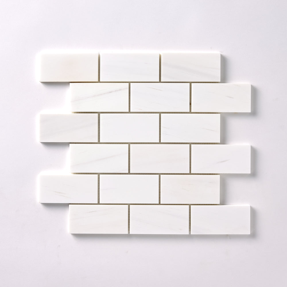 Bianco Dolomite 2x4 Brick Mosaic Polished/Honed Flooring Tilezz 