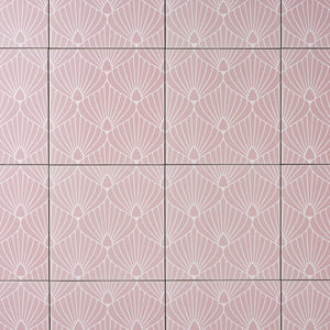 Encaustic Look Eiffel Shell Pink / White 8x8 Porcelain Tile Tilezz 