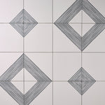 Load image into Gallery viewer, Encaustic Look Belize White Lines 8x8 Porcelain Tile Tilezz