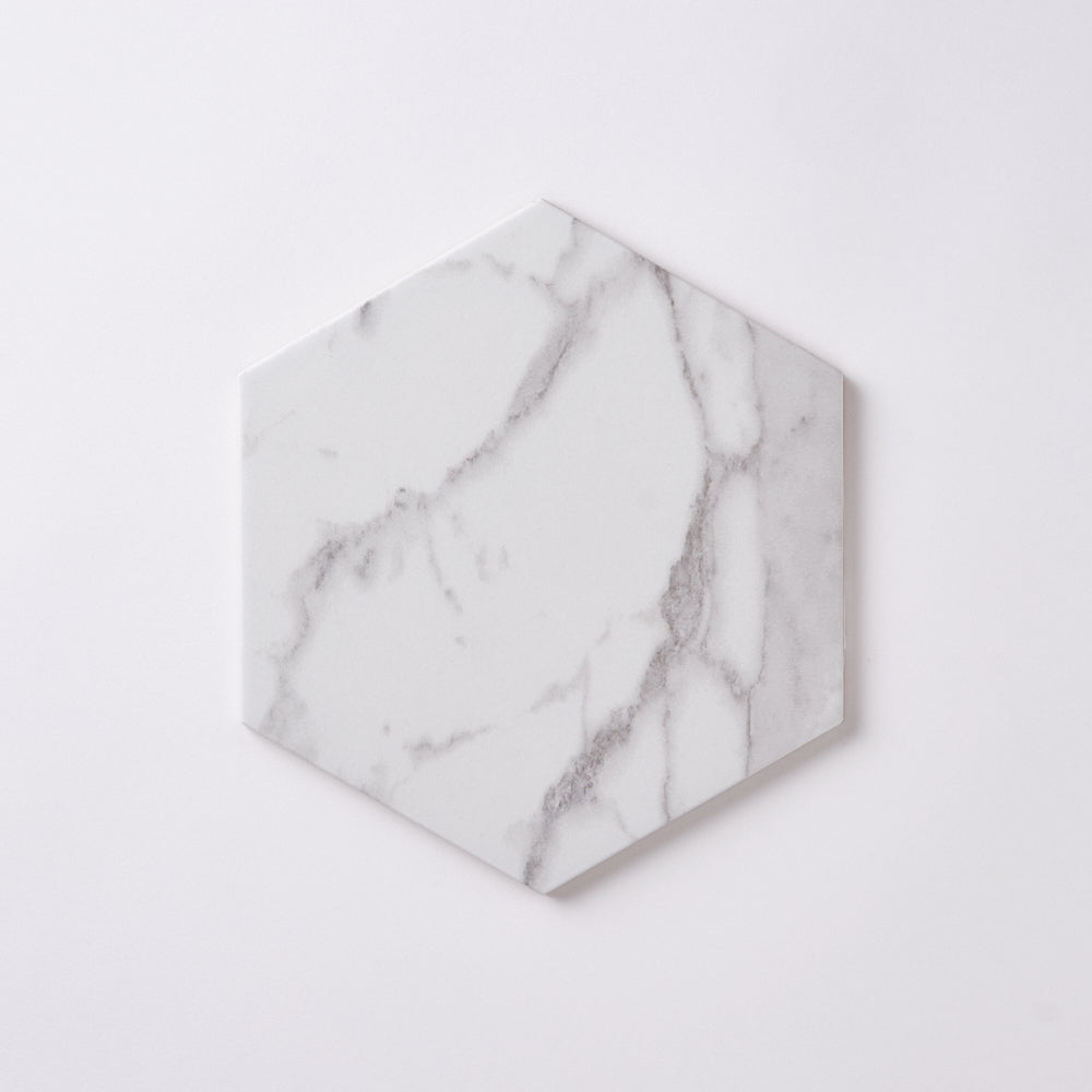 Milano Statuary White 8x9 Hexagon Porcelain Tile Matte Tilezz 