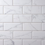 Load image into Gallery viewer, Milano Statuary White 4x10 Beveled Ceramic Tile Glossy Tilezz 

