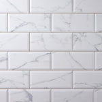 Load image into Gallery viewer, Milano Statuary White 4x10 Beveled Ceramic Tile Glossy Tilezz