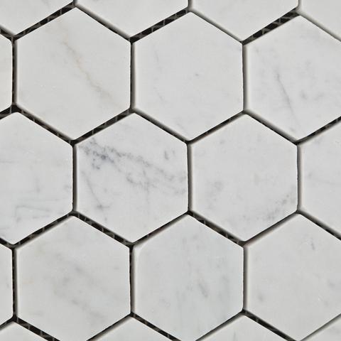 Carrara White Hexagon 2" Marble Polished/Honed Stone Tilezz 