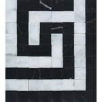 Load image into Gallery viewer, Carrara White Greek Key Border Corner w/Black Marble Stone Tilezz 
