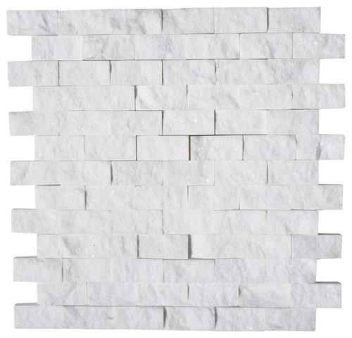 Thassos White 1X2 Split Faced Mosaic Stone Tilezz 