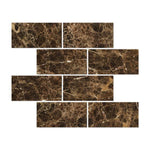 Load image into Gallery viewer, Emperador Dark 6x12 Polished Subway Tile Stone Tilezz 
