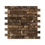 Load image into Gallery viewer, Emperador Dark 1x2 Tumbled Brick Mosaic Tile Stone Tilezz 
