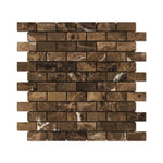 Load image into Gallery viewer, Emperador Dark 1x2 Tumbled Brick Mosaic Tile Stone Tilezz