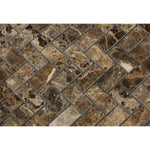 Load image into Gallery viewer, Emperador Dark 1x2 Herringbone Polished Mosaic Tile Stone Tilezz