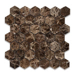 Load image into Gallery viewer, Emperador Dark 2&quot; Hexagon Mosaic Tile Polished Stone Tilezz 
