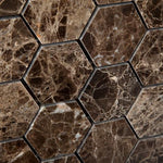 Load image into Gallery viewer, Emperador Dark 2" Hexagon Mosaic Tile Polished Stone Tilezz