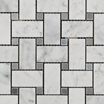 Load image into Gallery viewer, Carrara White Basketweave with Blue Marble Polished/Honed Stone Tilezz 
