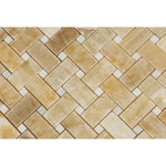 Load image into Gallery viewer, Honey Onyx Basketweave with White Dots Mosaic Polished Stone Tilezz 
