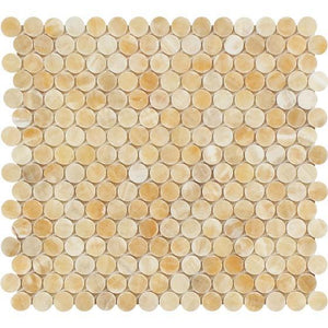 Honey Onyx Penny Round Mosaic Polished Stone Tilezz 