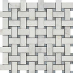 Load image into Gallery viewer, Calacatta Cressa Basketweave with Blue Marble Polished/Honed Stone Tilezz