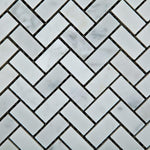 Load image into Gallery viewer, Carrara White Herringbone Mosaic Polished/Honed Stone Tilezz
