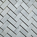Load image into Gallery viewer, Carrara White Herringbone Mosaic Polished/Honed Stone Tilezz