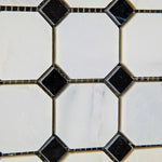 Load image into Gallery viewer, Calacatta Cressa (Asian Statuary) Octagon with Black Polished/Honed Stone Tilezz 
