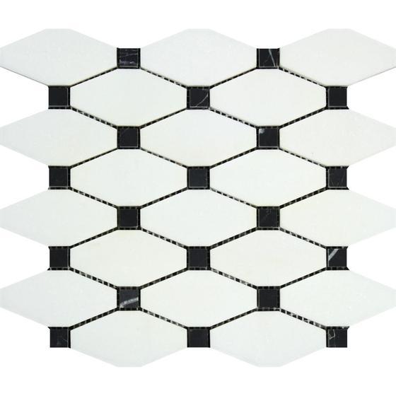 Thassos White & Black Octave Mosaic Stone Tilezz 