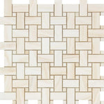 Load image into Gallery viewer, White Onyx Vein Cut Basketweave Mosaic Tile Polished Stone Tilezz